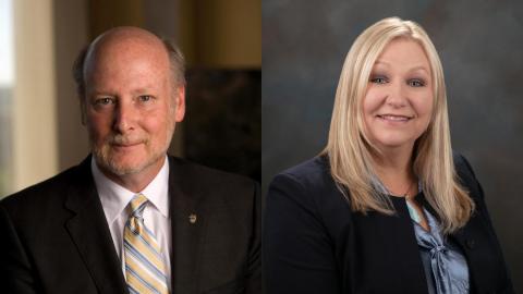 Photos of UCI Chancellor Howard Gillman and California Department of Corrections and Rehabilitation Secretary Kathleen Allison